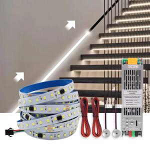 24V 흐르는 물 흐르는 LED 스트립 빛 WS2811 픽셀 쫓는 효과 테이프 램프에 대 한 2in 1 PIR 모션 센서 계단 컨트롤러