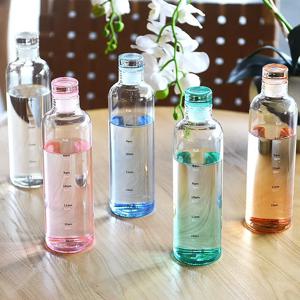 500/750ML 물병 INS 스타일 시간 규모 투명 차 커피 컵 학생을위한 누출 방지 주스 병