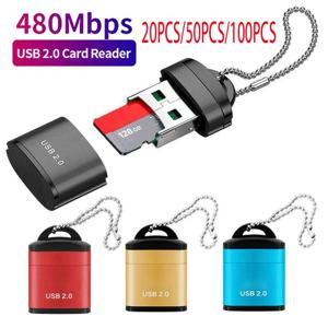 미니 USB 2.0 고속 TF 어댑터, 마이크로 메모리 SD 카드 리더기, 컴퓨터 데스크탑 노트북 PC 카메라용, 20-100 개
