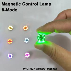 8 모드 무선 LED 자기 제어 램프 자석 유도 깜박이는 흐름 조명 + CR927 버튼 배터리 + 자석 DIY 장난감 모델