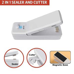열 밀봉 장치, 2-in-1 USB 칩 백 실러 기계 커터 포함 열 밀봉기 식품 재밀봉기 주방 도구 간식 밀봉용