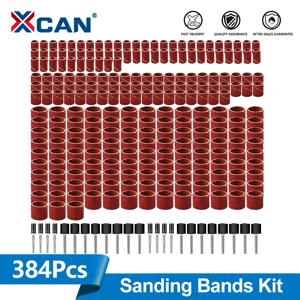 XCAN 384개 샌딩 드럼 세트 80/120/240/320/400/600 그릿 샌딩 밴드(드레멜 로터리 공구용 맨드릴 포함) 연마 공구