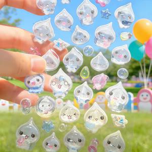 3D 만화 물방울 스티커 카와이 글리터 젤리 스티커 아트 폰케이스 다이어리 스크랩북 DIY 장식 소품