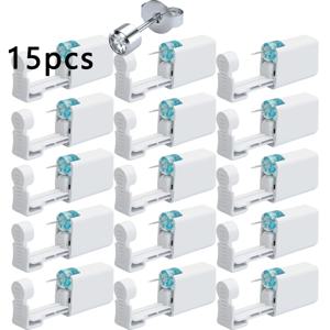 1-20개입 일회용 귀뚫는 기계, 4mm 화이트 다이아몬드 귀걸이 스터드 포함, 가정용 셀프 귀뚫기 키트