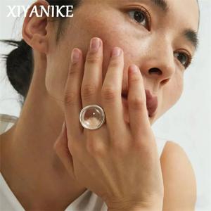XIYANIKE 여성을위한 우아한 투명 크리스탈 조절 가능한 손가락 반지 소녀 패션 새로운 보석 선물 파티 도매 кольцо