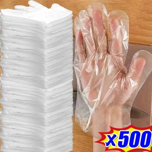 500/100pcs 일회용 장갑 식품 등급 플라스틱 투명 장갑 레스토랑 프라이드 치킨 피자 장갑 주방 식기