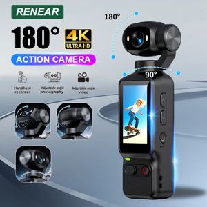 휴대용 HD 4K 액션 카메라 매뉴얼 90도 180도 회전 유튜브 브이로그 영상 촬영 레코드 라이프 핸드헬드 액션 카메라