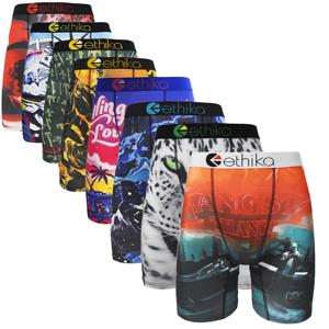 ETHIKA 1Pcs 남성 속옷 복서 통기성 메쉬 가랑이 남성 속옷 플러스 사이즈 L-3XL 남성 팬티 프린트 남성용 복서 팬티