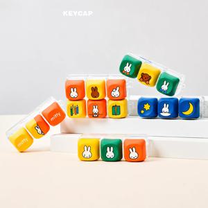 미피 토끼 6가지 스타일 컬러 매칭 키캡 키체인 펜던트 미스터리 블라인드 박스 선물 장난감 모델 애니메이션 피규어 수집 장식품