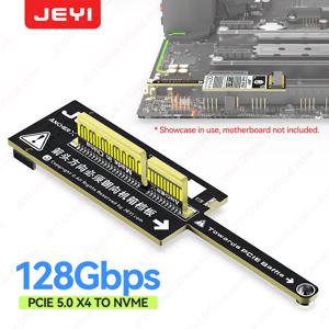 JEYI 플랫 PCIe 5.0 X4 to NVMe 어댑터 카드 128Gbps 컴팩트 미니 디자인, GPU 방해 없음, M.2 2280 NVMe SSD 및 PCIe X4/X8/X16용