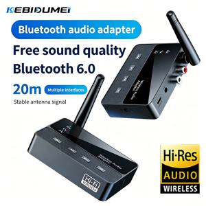 Kebidumei 무선 오디오 어댑터 Bluetooth6.0 수신기 송신기 HiFi 무손실 사운드 스테레오 음악 PC TV 용 3.5mm AUX RCA 잭