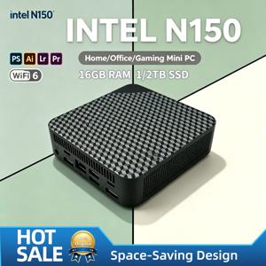 인텔 N150 미니 PC 16GB 512GB M.2 NVMe SSD 트리플 4K 출력 WiFi6 BT 5.2 저소음 쿨링 사무실/가정용 데스크탑 프로 울트라 고속 맥스