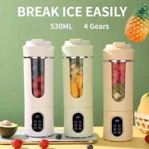새로운 업그레이드 530ml 무선 휴대용 믹서 컵 7.4V 12개 스테인리스 스틸 칼날 4단 속도 조절 USB 충전식 아이스크러셔 미니 엘