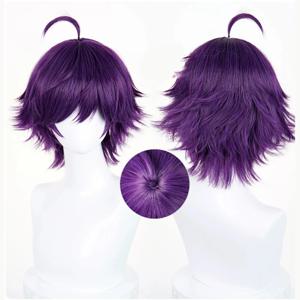 HAIRJOY ​​합성 머리카락 Honor of Kings Liyuanfang 코스프레 가발 짧은 곱슬 보라색 코스프레 가발 로즈 네트