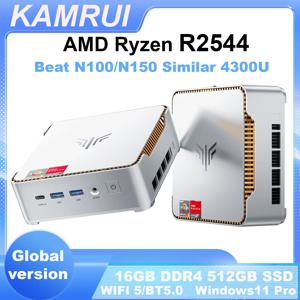 KAMRUI 미니 PC AMD 지원 ECC 16GB DDR4 512GB SSD 윈도우11 프로 데스크탑 컴퓨터 4코어/8스레드 3.7GHz 트리플 4K 디스플레이 사무실 가정용 NAS