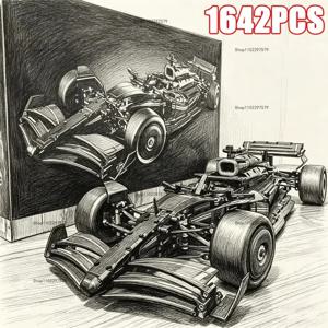 테크니컬 1642PCS 1:8 스케일 W14 레이싱카 퍼포먼스 스피드 챔피언즈 디테일 빌딩 블록 자동차 MOC 모델 자동차 장난감 선물