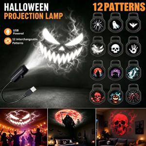 할로윈 LED 프로젝터 야간 조명 USB 플러그 앤 플레이 HD LED 프로젝터 조명, 방 천장 창문 할로윈 장식 벽 램프