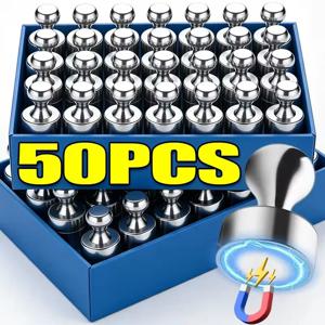1-50개입 초강력 네오디뮴 자석 푸시핀 냉장고 화이트보드용 자석핀 흡착식 푸시핀 마그넷 핀