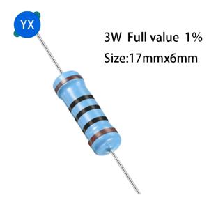 20PCS 3W 금속 필름 저항기 1% 5색 링 전력 저항기 0.1R~1M 3.3 4.7R 10R 100R 220R 470R 1K 2.2K 10K 22K 4.7K 100K 옴