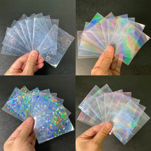 100 개/몫 하트 모양의 호일 레이저 탑로드 TCG 카드 슬리브 YGO 보드 게임 사진 보호기 트레이딩 카드 쉴드 커버