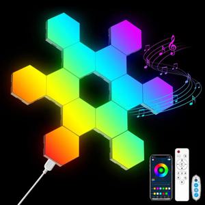 RGB LED 육각형 빛 블루투스 실내 벽 조명 APP 원격 제어 야간 조명 컴퓨터 게임 룸 장식 침실 머리맡