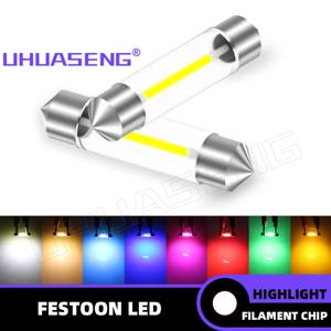 UHUASENG 2개입 6V 12V 24V C5W LED 램프 C10W 전구 31mm 페스툰 36mm 39mm 41mm 28mm 돔형 핑크 블루 레드 웜 화이트 시그널 자동차 라이트