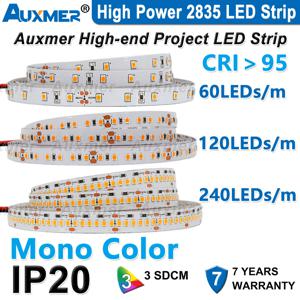 고전력 2835 LED 스트립 조명, 모노 컬러, 120LED/m 240LED/m, CRI＞95/90,3SDCM, 슈퍼 브라이트 플렉스 LED DC12/24V,5m/릴, IP20