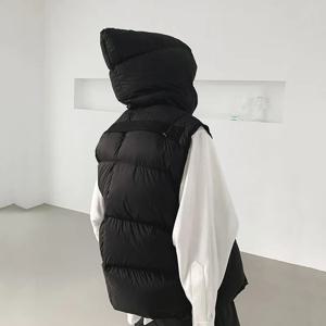 Owen Seak 여성용 다운 조끼 재킷, 빵 고딕 의류, 트렌치 겨울 먼지 바람막이, 블랙 화이트 코트