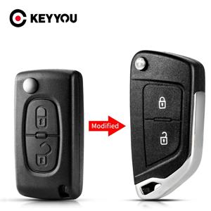 KEYYOU 1PCS 2 버튼 시트로엥 С2 C4 С3 С5 C6 푸조 107 207 307 407 306 308 408 파트너 CE0523 CE0536 수정 된 자동차 키