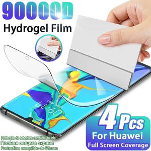 화웨이 P60 P30 P70 P40 P50 Pro P20 Lite용 HD 하이드로겔 필름 4개, 전체 화면 보호 필름, 메이트 60 50 40 30 20, 유리가 아닌 제품