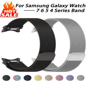 삼성 갤럭시 워치 7 6 5 4 40mm 44mm 5 Pro용 밀라니즈 루프 밴드, 메탈 브레이슬릿 갤럭시 워치 4 6 클래식 47 43 42 46mm 스트랩