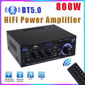 AK35/AK45 800W 가정용 파워 앰프 2채널 블루투스 5.0 미니 하이파이 디지털 스테레오 사운드 앰프 FM USB SD 마이크 입력 지원