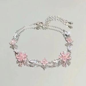 반짝이는 벚꽃 나비 팔찌, 여성 패션, 템퍼러먼트 웨이브, 달 꽃 조절 팔찌, 웨딩 주얼리