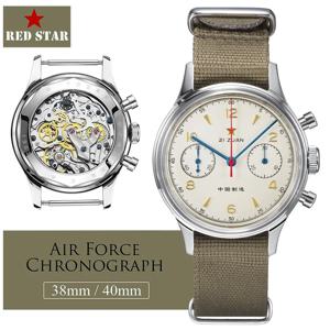 레드 스타 38mm 남성용 1963 크로노그래프 기계식 시계 파일럿 갈매기 무브먼트 ST1901 공군 항공 사파이어 거위 40mm
