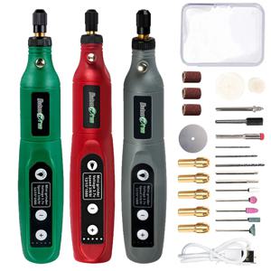 미니 드릴 조각 펜, LED 조명 포함 전기 USB 미니 무선 드릴, 5 단 속도 USB 무선 회전 도구, 드레멜 액세서리 세트