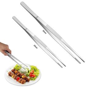 20CM 30CM 스테인리스 스틸 직선 핀셋 톱니형 핀셋 가정용 의료용 정원용 주방용 바베큐 도구 긴 바베큐 음식 집게