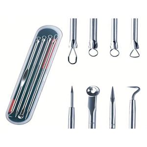 블랙헤드, 여드름 및 뾰루지를 제거하는 스테인리스 스틸 여드름 바늘 세트, 셀 클립, 여드름 바늘, 여드름 클립, 4종 세트