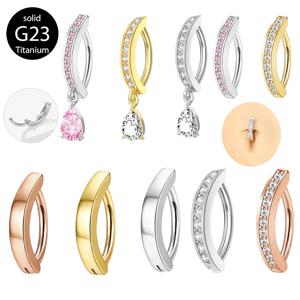 1개 14G 임플란트 등급 G23 티타늄 배꼽 링 클릭커 스테인리스 스틸 황동 배꼽 피어싱 주얼리 배꼽 피어싱