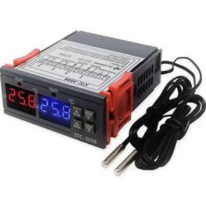 듀얼 프로브 STC-3008 듀얼 디지털 온도 조절기 온도 조절 장치 인큐베이터 릴레이 LED 12V24V 220V 히터 쿨러