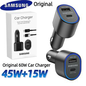 삼성 정품 차량용 충전기 타입 C 60w 45w 15w PD 자동차 충전기 고속 충전 케이블 삼성 갤럭시 S26 S25 S24 S23 Z 폴드 8 7 6