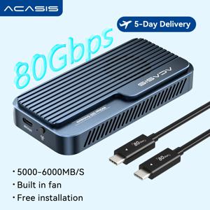 Acasis USB4 V2 80Gbps M.2 NVMe SSD 케이스 (JHL9480/RTL9210 칩 및 방열판 팬 포함); Thunderbolt 3/4/5 호환; 삼성 980 PRO, 990 PRO 및 9100 SSD 지원; MacBook Pro/Mac Mini M5 Pro 및 Windows용 USB4 외장 SSD 케이스
