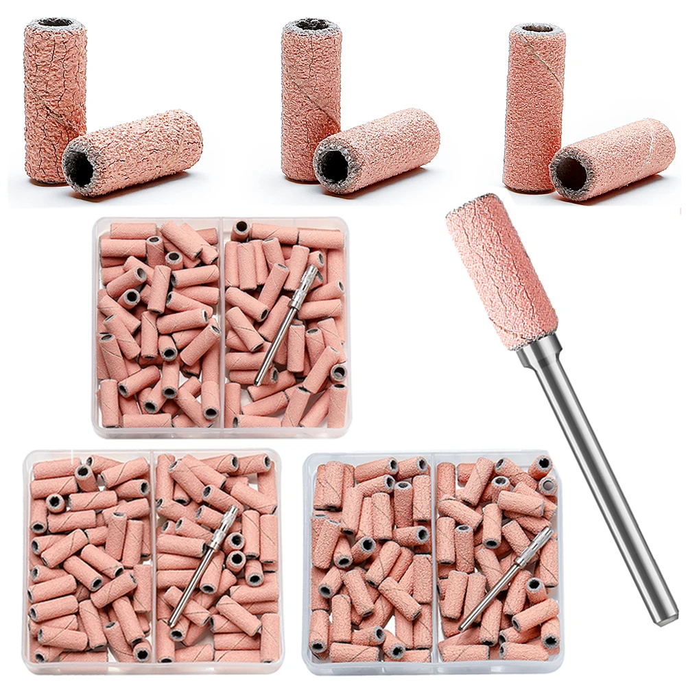 80pcs 미니 3mm 샌딩 캡 밴드 그라인딩 헤드 네일 버퍼 전기 매니큐어 기계 네일 드릴 액세서리 도구