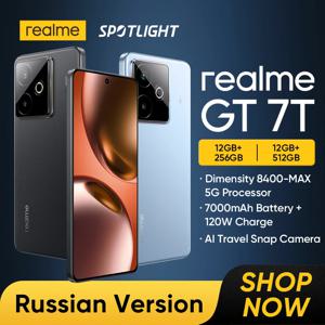 [월드 프리미어] realme GT 7T 5G 스마트폰 디멘시티 8400-MAX 칩셋 7000mAh 배터리 120W 충전 6.8인치 120Hz AMOLED 디스플레이 NFC