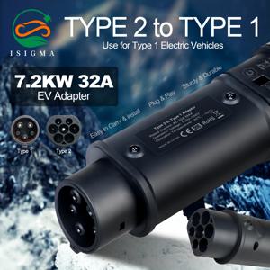 Isigma 32A Type2 IEC62196-2 - Type1 SAEJ1772 EV 충전기 어댑터 22KW Type2 - GBT 전기차 충전 커넥터 변환기
