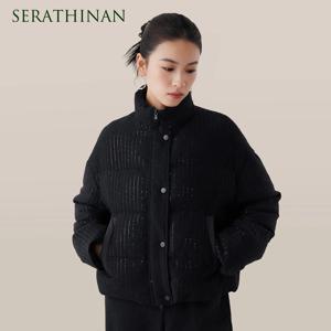 K2739W 고품질 명품 여성 의류 90% 화이트 구스 다운 두꺼운 다운 재킷 50% 울 시퀸 겨울 재킷