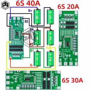 6S 20A/30A/40A 24V 25.2V 18650 태양광 조명용 밸런스 BMS PCB가 포함된 리튬 이온 배터리 보호 보드