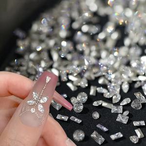 50/500개 반짝이는 지르콘 라인스톤, 2-3mm 미니 네일 아트 다이아몬드, 3D 뾰족한 바닥 라인스톤 다양한 모양의 보석 크리스탈