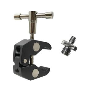 슈퍼 클램프 클립 알루미늄 합금 금속 브래킷, 1/4에서 3/8 나사 포함, 고프로, DJI, DSLR 액션 카메라 액세서리용