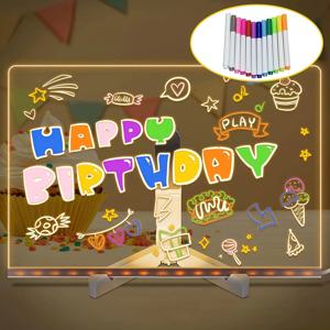 LED 노트 보드 DIY 아크릴 메시지 보드 어린이 그림 보드 야간 조명 다채로운 펜 어린이 Persent 생일 선물