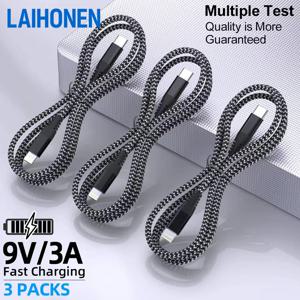 LAIHONEN USB C-라이트닝 나일론 편조 케이블 고속 충전 데이터 동기화 코드 1/3팩 (아이폰 14 13 12 11 Pro XR XS 호환)